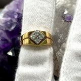 Unusual vintage ring in 18 carat yellow and white gold with very fine diamonds