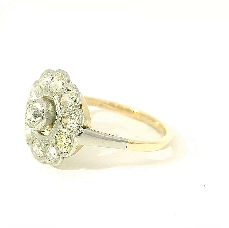 Lebhafter Art-Déco-Ring in 14 Karat Gelb- & Weißgold mit Diamanten