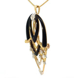 Ausgefallener Anhänger in 18 Karat Gelbgold mit Onyx-Schnitzerei & Brillanten