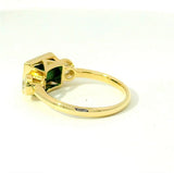 Moderner Turmalin Ring in 14 Karat Gelbgold mit Altschliff Diamanten