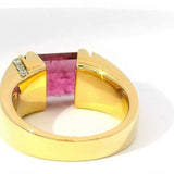 Beeindruckender Ring in 14 Karat Gelbgold mit Bicolor-Turmalin & Brillanten
