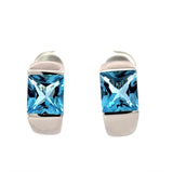 Hochwertige Ohrringe in 18 Karat Weißgold mit Blautopas