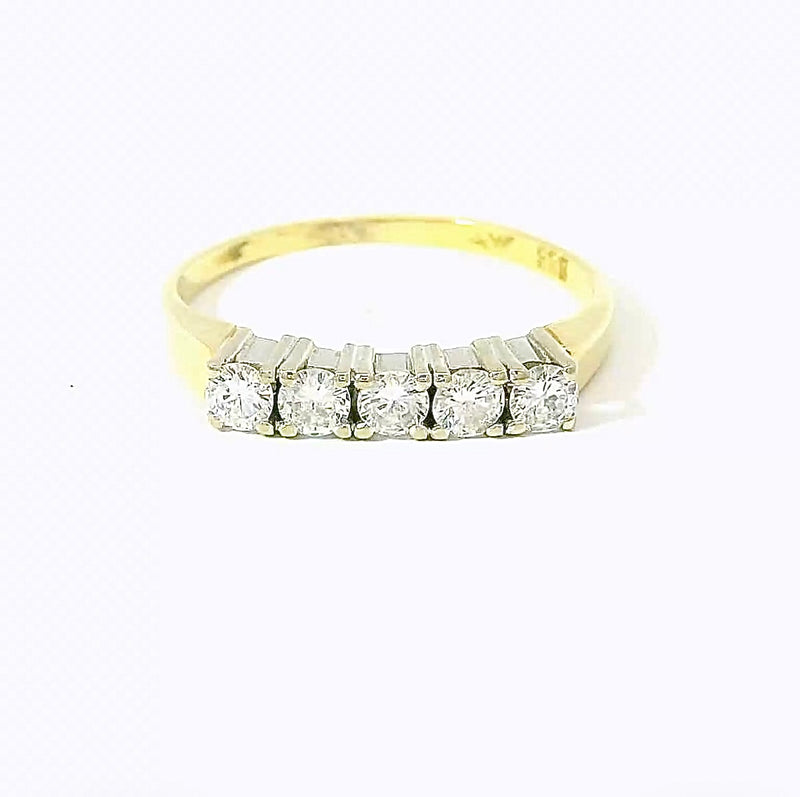 Halbmemory Ring in 14 Karat Gelb- & Weißgold mit Brillanten
