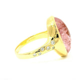 Moderner Ring in 18 Karat Gelbgold mit großem Morganit & Brillanten