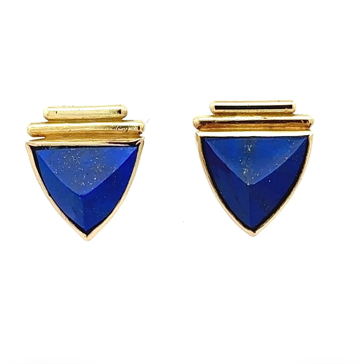 Handcrafted 14K Yellow Gold Lapis Lazuli Earrings