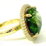 Einmaliger Ring in 14 Karat Gelbgold mit riesigem Peridot & Brillanten