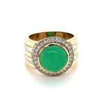 Massiver Bicolor Ring in 18 Karat Gold mit feinen Chrysopras & Brillanten