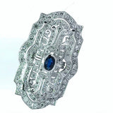 Beeindruckende Brosche in 14 Karat Weißgold mit Saphir & Diamanten
