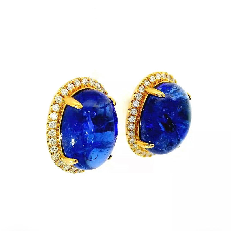 Edle Ohrringe in 18 Karat Gelbgold mit hochfeinen Tansaniten und Brillanten