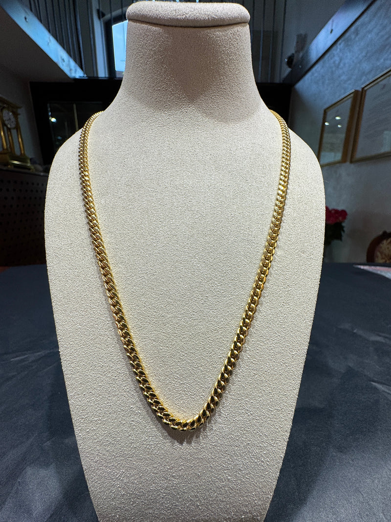 Abgerundete Panzerkette in 14 Karat Gelbgold mit Karabiner | Halsketten - Schmuck Schroll