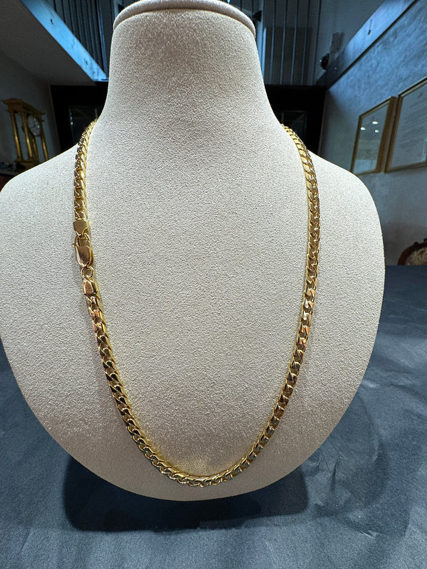 Massive & kantige Panzerkette in 18 Karat (750) Gelbgold mit Karabiner