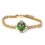 Vintage-Armband in 14 Karat (585) um 1900 mit Diamanten, Emaille & Perlen
