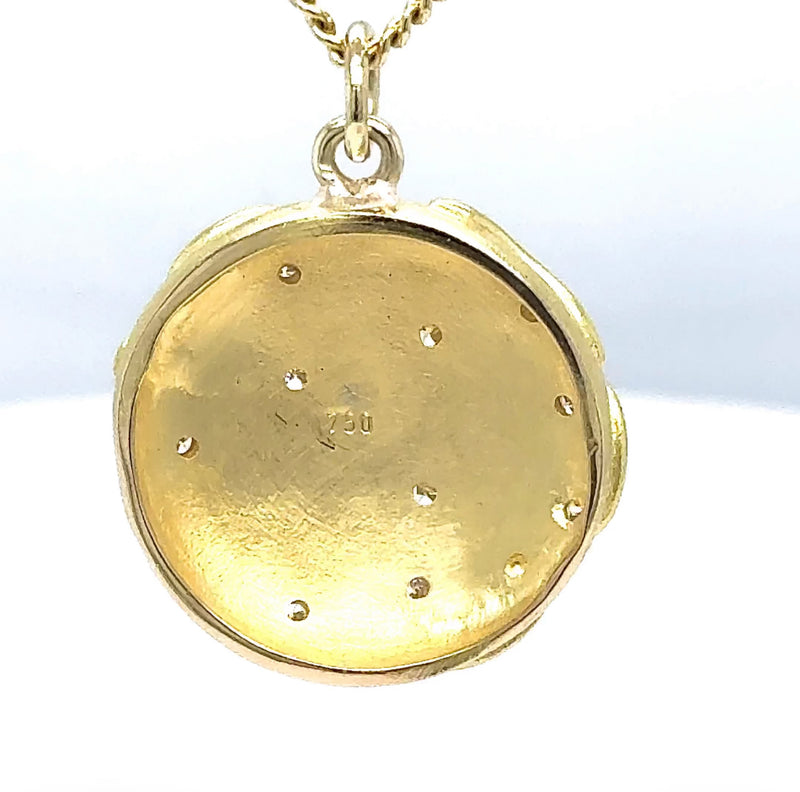Ausgefallener Anhänger in 18 Karat Gelbgold mit feinen Brillanten