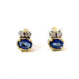 Feine Ohrringe in 18 Karat Gelb- & Weißgold mit blauen Saphiren & Brillanten