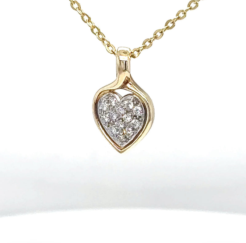 Zeitloser Herz-Anhänger in 14 Karat Gelb & Weißgold mit Kette