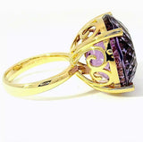 Moderner Amethyst Ring in 14 Karat Gelbgold mit feinen Brillanten