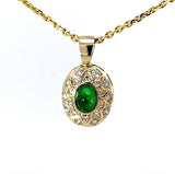 Eleganter Anhänger in 14 Karat Gelbgold mit Smaragd & Brillanten