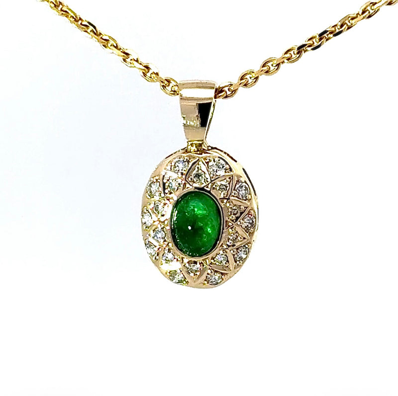 Eleganter Anhänger in 14 Karat Gelbgold mit Smaragd & Brillanten
