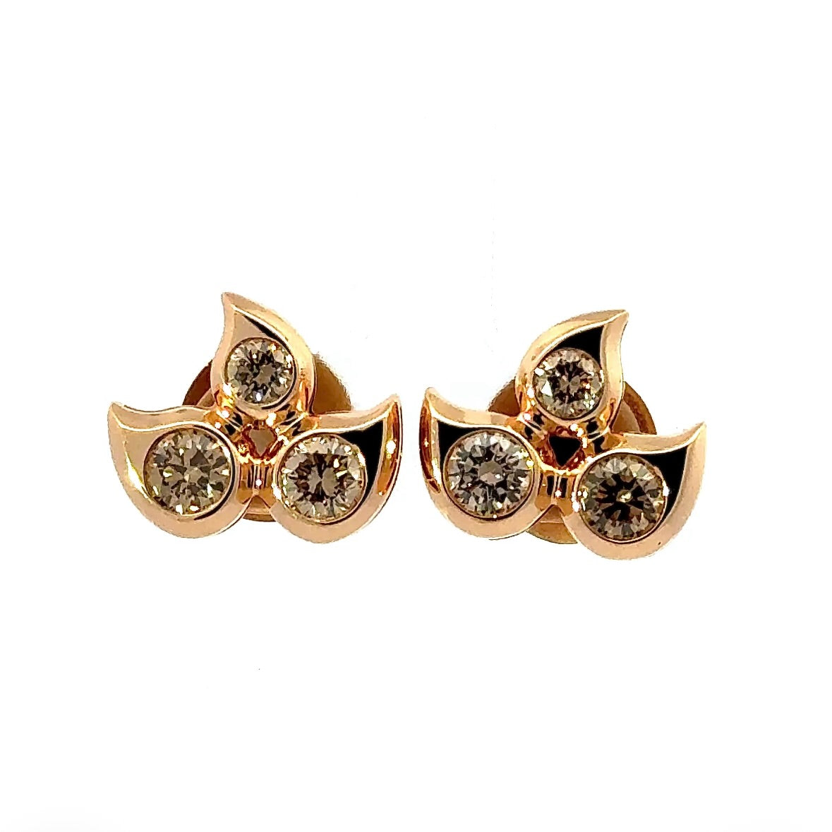 Edle Tamara Comolli Snowflake Ohrstecker in 18 Karat Roségold mit farbigen Brillanten