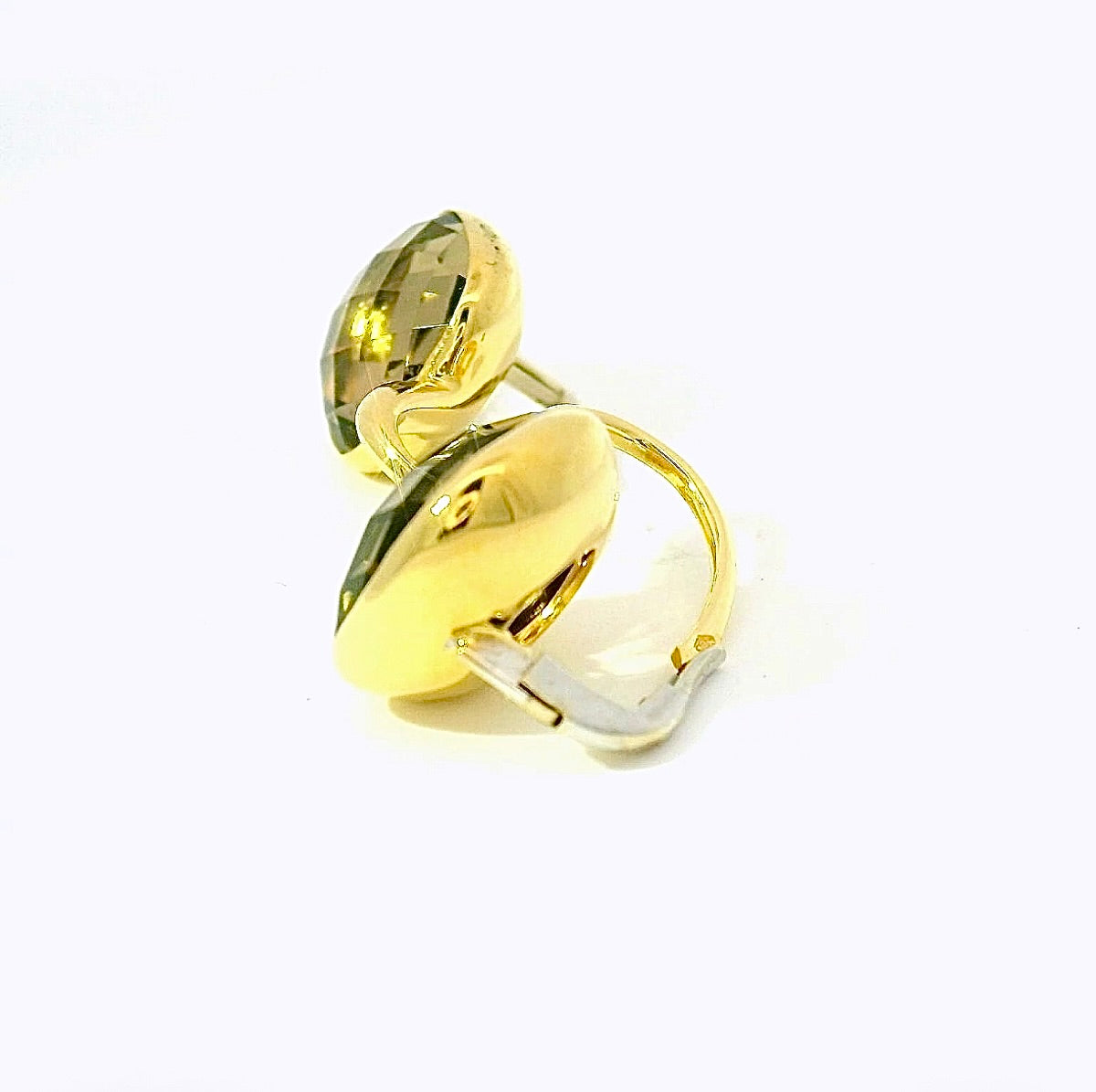 Elegante Kreolen in 18 Karat Gelbgold mit lebhaften Rauchquarzen