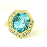 Ausgefallener Ring in 14 Karat Gelbgold mit leuchtendem Topas & Brillanten