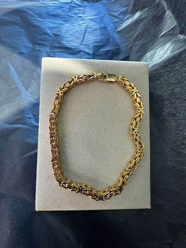 Breites Königsketten Armband in 14 Karat Gelbgold mit Karabiner