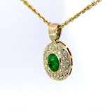 Eleganter Anhänger in 14 Karat Gelbgold mit Smaragd & Brillanten
