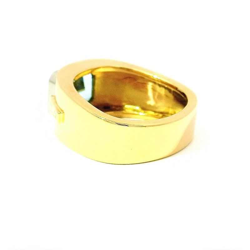 Hochwertiger Ring in 18 Karat Gelbgold mit Aquamarin & Diamanten