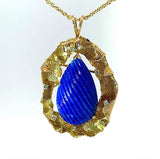 Einmaliger Anhänger/Brosche in 14 Karat Gelbgold mit Lapis Lazuli & Brillanten