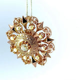 Art Déco Brosche in 14 Karat Roségold mit Altschliff-Diamant & Naturperlen