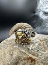 Breiter Bicolor-Ring in 18 Karat Gelb- & Weißgold mit feinen Brillanten