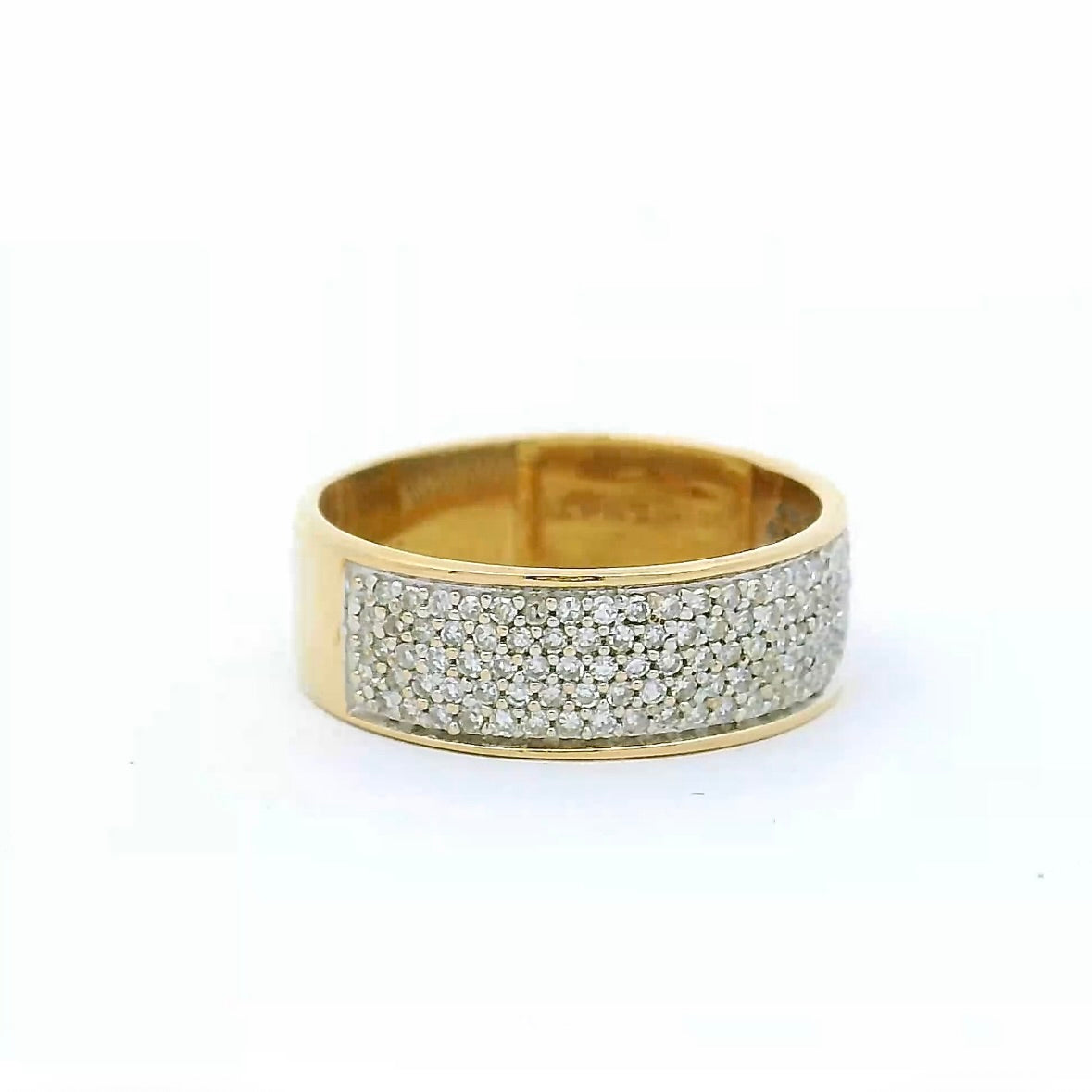Zeitloser Bandring in 14 Karat Gelb- und Weißgold mit Achtkant-Diamanten