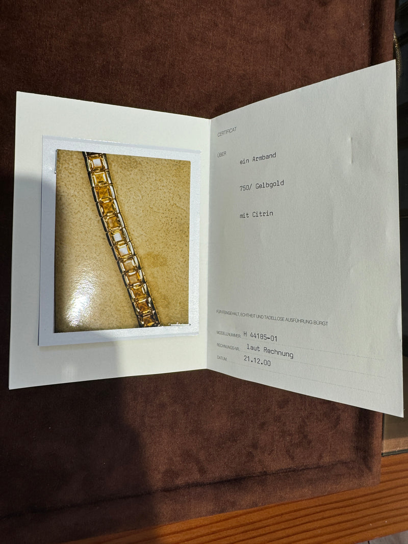 Hochwertiges Armband in 18 Karat Gelbgold mit leuchtenden Citrinen - Original Hörl