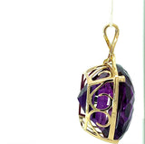 Riesiger Amethyst Anhänger in 14 Karat Gelbgold mit feinen Brillanten