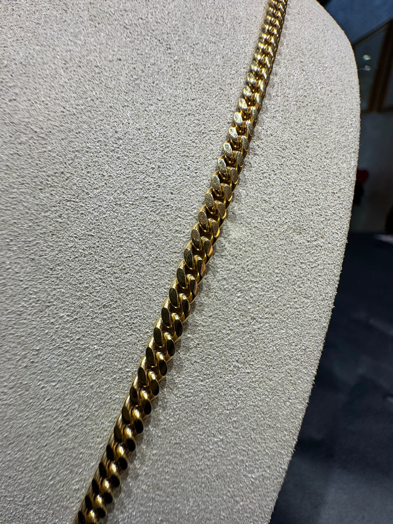 Abgerundete Panzerkette in 14 Karat Gelbgold mit Karabiner