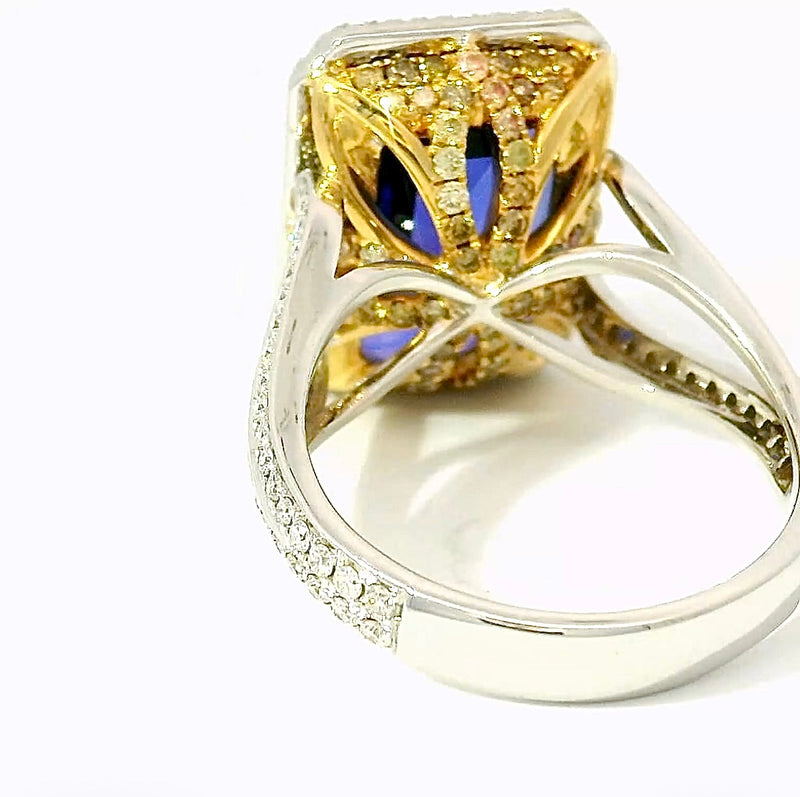 Edler Tansanit Ring in 18 Karat Weißgold mit feinen Brillanten