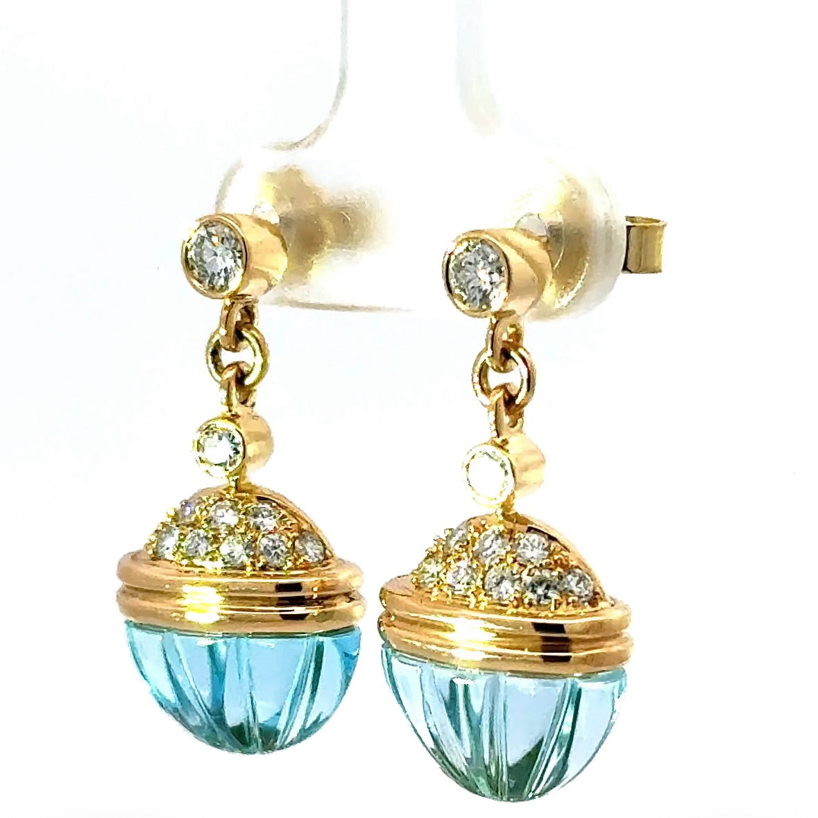 Edle Ohrringe in 18 Karat Gelbgold mit Topas & hochfeinen Brillanten von Lüth Bijoux