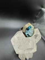 Ausgefallener Ring in 14 Karat Gelbgold mit leuchtendem Topas & Brillanten