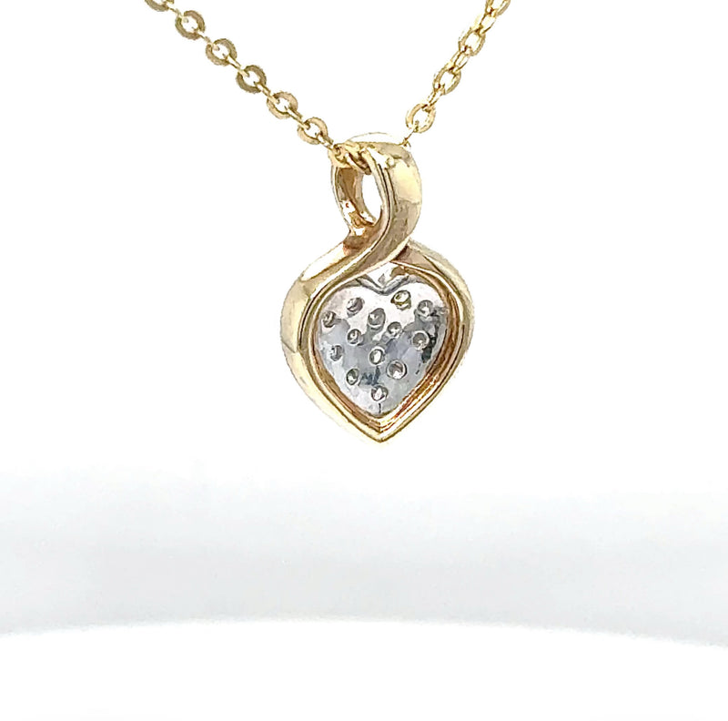 Zeitloser Herz-Anhänger in 14 Karat Gelb & Weißgold mit Kette