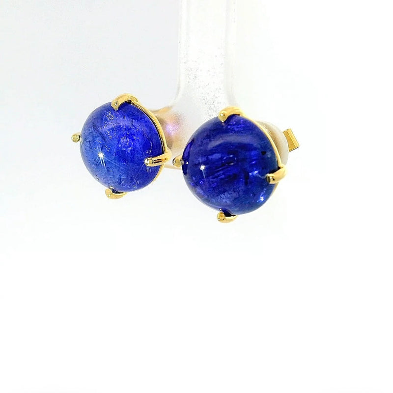 Beeindruckende Ohrringe in 18 Karat Gelbgold mit feinen Tansaniten & Brillanten