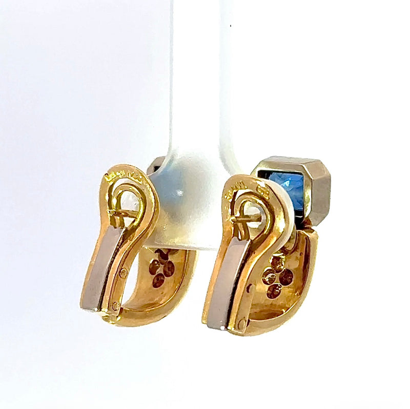 Ausgefallene Ohrringe in 18 Karat Gold mit Saphiren & Brillanten