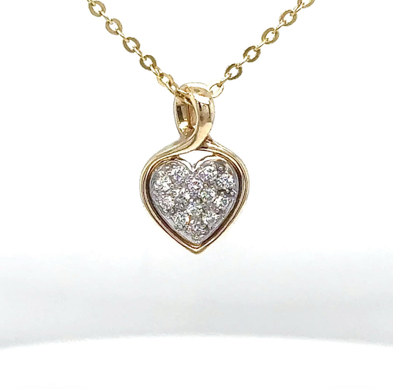 Zeitloser Herz-Anhänger in 14 Karat Gelb & Weißgold mit Kette