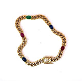 Zeitloses Armband in 14 Karat Gelbgold mit Saphiren, Rubinen und Smaragd