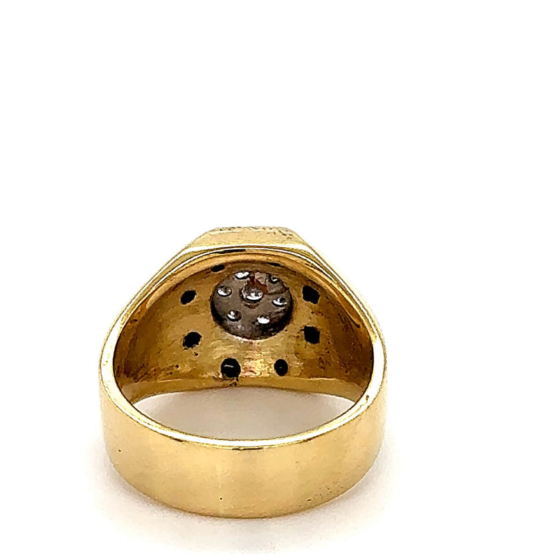 Robuster Unisex Ring in 18 Karat Gold mit Schrauben-Optik und Brillanten