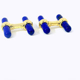 Manschettenknöpfe in 18 Karat Gelbgold – Edelsteineinsätze aus Onyx, Lapis Lazuli & Malachit