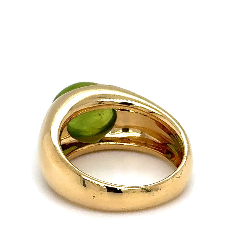 Massiver Ring in 18 Karat Gelbgold mit leuchtendem Peridot
