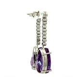 Edle Hängeohrringe in 18 Karat Weißgold mit Altschliff-Diamanten & Amethysten