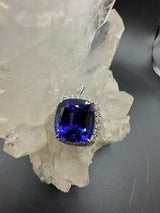 Einmaliger Ring & Anhänger in 18 Karat Weißgold mit riesigem AAAA Tansanit & Brillanten