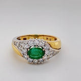 Eleganter Bicolor Ring in 18 Karat Gold mit feinen Smaragd & Brillanten