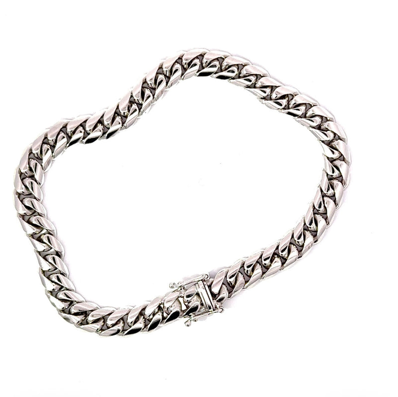 Massives Panzerkettenarmband in 18 Karat Weißgold